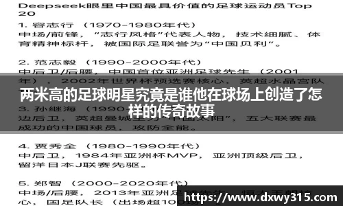 两米高的足球明星究竟是谁他在球场上创造了怎样的传奇故事